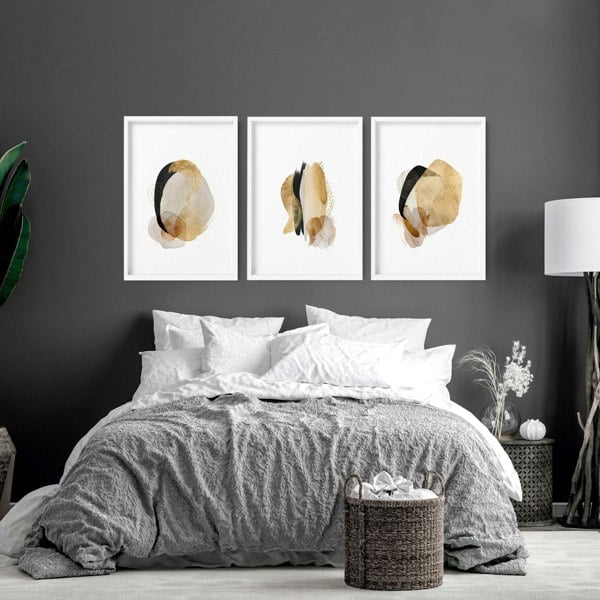 Art prints modern for bedroom | set of 3 wall art prints