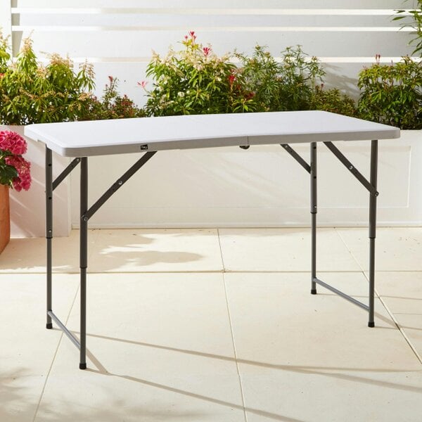 Neo White Folding Picnic Table Portable 4FT Extendable Height