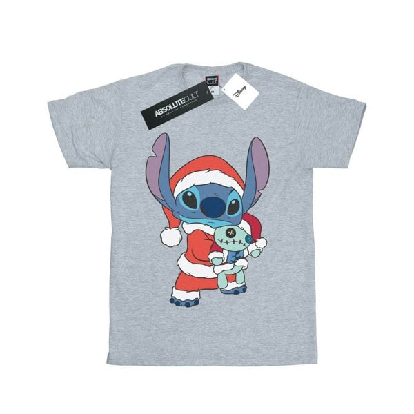 Disney Girls Lilo And Stitch Stitch Christmas Cotton T-Shirt - Sports Grey