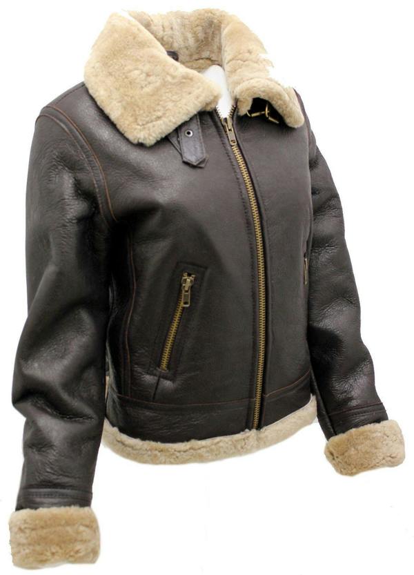Infinity Leather Womens Brown B3 Sheepskin Leather Flying Jacket-Kayseri