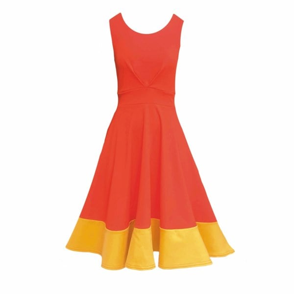 Frock Tales Isabella Dress - Flame With Contrast Stitch