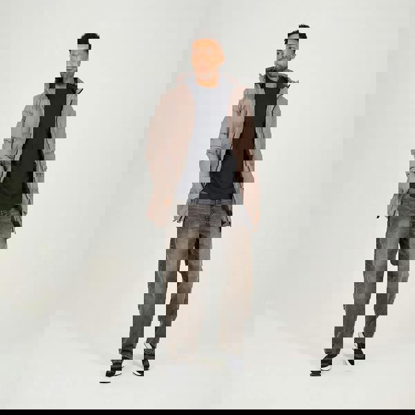 Brave Soul Taupe Longline Padded Hooded Jacket - Taupe Image 3