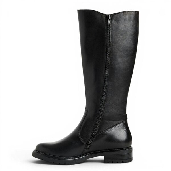 Tamaris Women’s Black Leather Knee High Platform Heel Long Boots - 25609-47