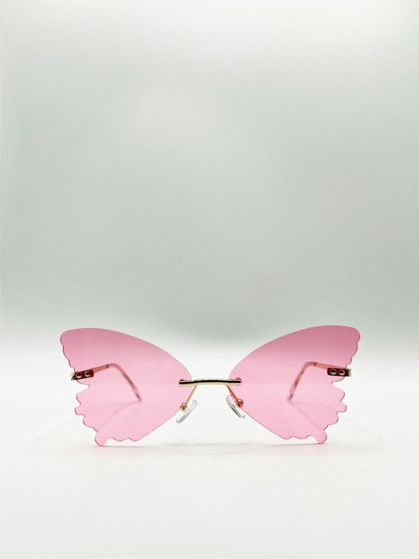 SVNX Frameless pink butterfly sunglasses