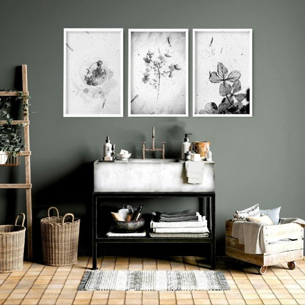 Modern bathroom wall decor ideas | Set of 3 wall art prints