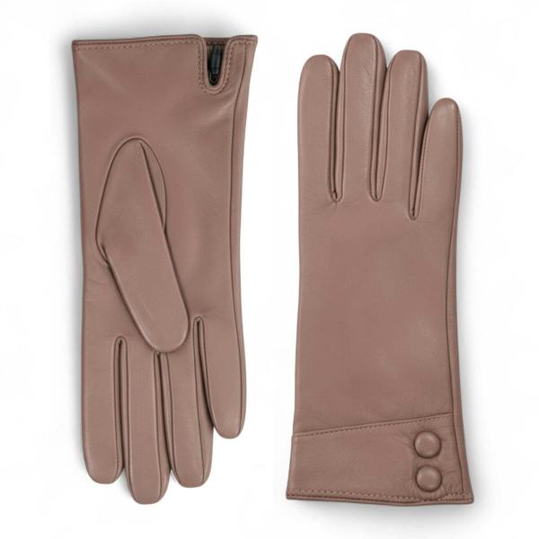 Infinity Leather Womens Italian Leather Winter Button Design Soft Wool Lining Gloves - L-GLV-501