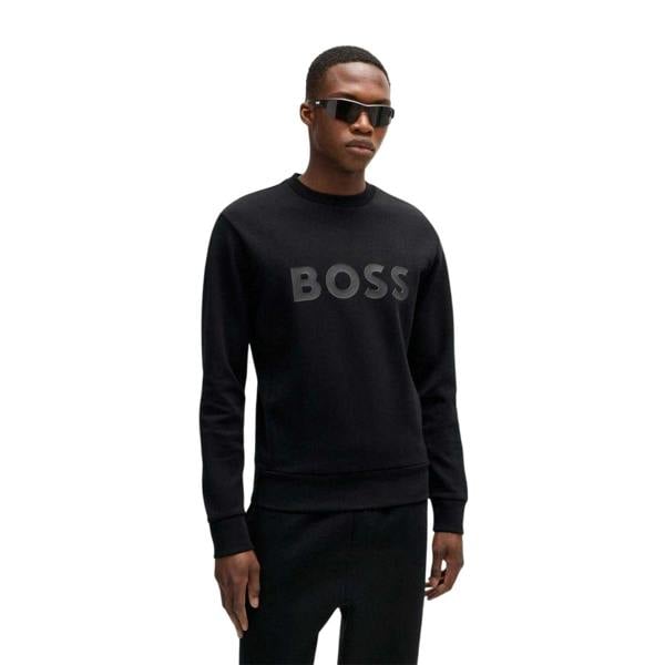 Boss Mens Wordmark Crew Neck Sweatshirt - Black - 