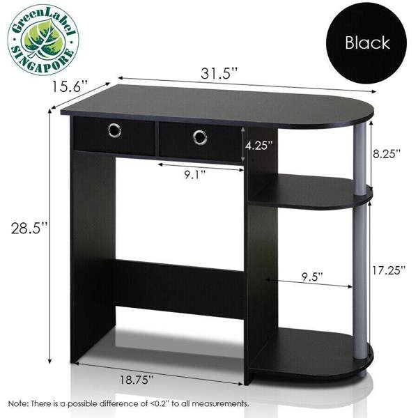 WALPLUS Go Green Home Laptop Notebook Computer Desk/Table, Black/Grey/Black, /GY/BK Crafted for Practical Use and Stylish Living Spaces | 11193BK