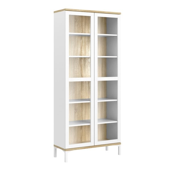 Furniture To Go Display Cabinet Glazed 2 Doors in White and Oak