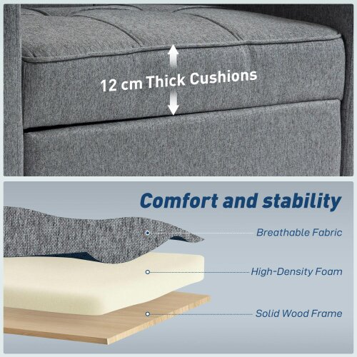 Wyld Haus Soliri Grey Upholstered 3 In One Convertible Single Sofa Bed Tufted Cushion