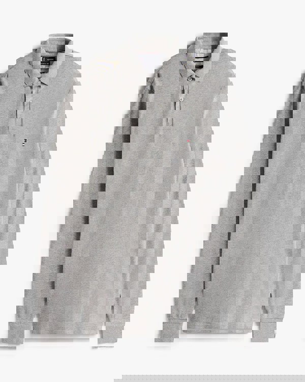 Tommy Hilfiger 1985 Regular Long Sleeve Mens Polo Shirt - Medium Grey Heather - CHO - Designer Mens Long Sleeve Polo Shirts