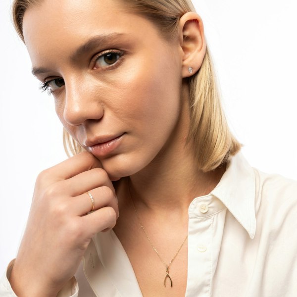Spero London 9ct Solid Gold Marquise Stud Earrings