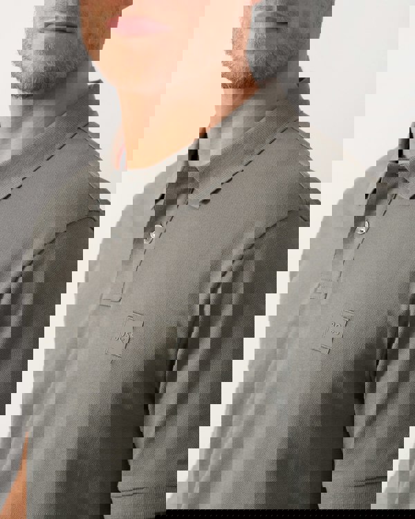 BOSS Orange Passenger Mens Stretch-Cotton Slim-Fit Polo Shirt with Logo Patch - Open Grey 076 - CHO - Designer Mens Short Sleeve Polo Shirts