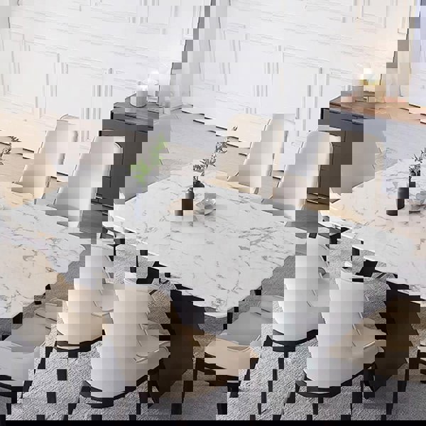 Amsterdam Dining Table, Marble with dining table bench