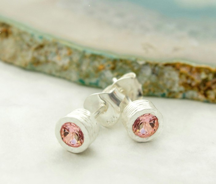 Tourmaline October Birthstone Sterling Silver Stud Earrings