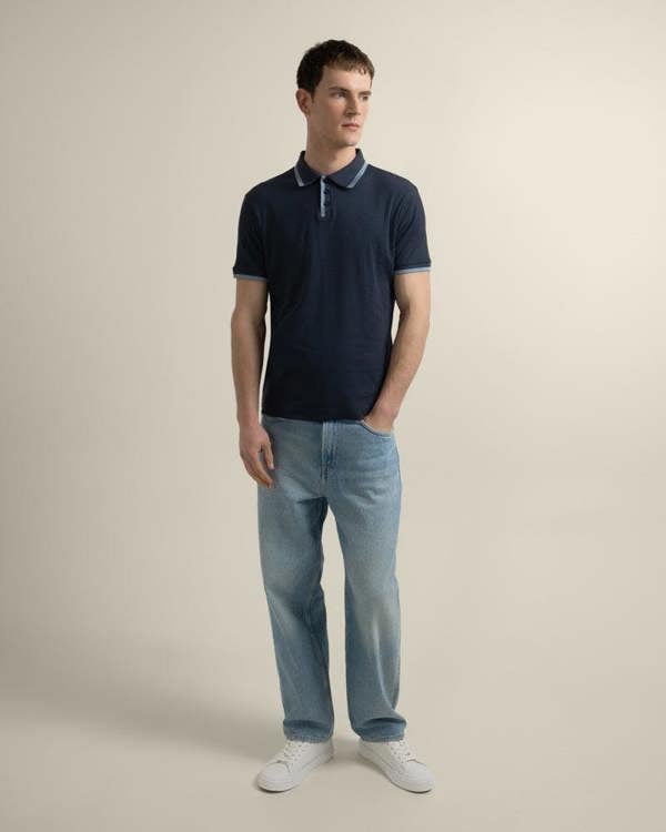 Larsson & Co Broder - Rib Polo Shirt With Tonal Tipping