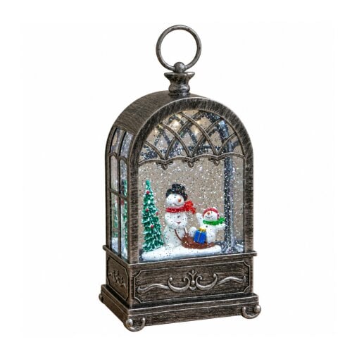 Samuel Alexander 26cm Light up Christmas Water Spinner Decoration with Snowmen Scene