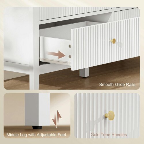 Wyld Haus Lezi Wooden White 6 Drawer Fluted Storage Dresser