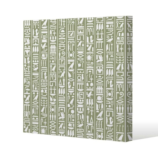 Benjamin Tate Design Egyptian hieroglyphic decorative background Slim Style Canvas Print  50x50cm , 15mm Slim Real wood.