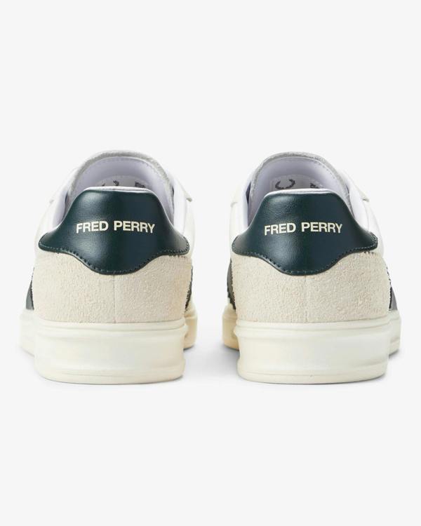 Fred Perry B4 Textured Poly/Suede Mens Trainers - Ecru 560 | CHO | Designer Mens Trainers