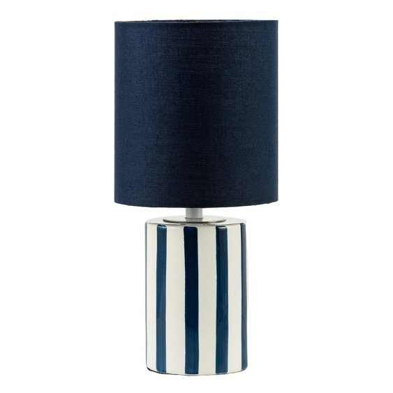 Happy Homewares Navy Blue and White Striped Ceramic Coastal Modern Designed Table Lamp