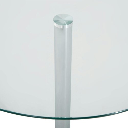 Wyld Haus Diliha Metal And Glass Clear Round Dining Table With Steel Base For Compact Spaces
