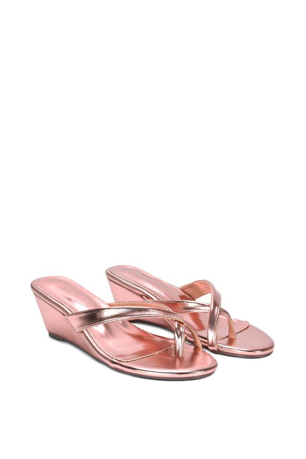 XY LONDON Mid Wedge Heel Sandal Mules With Toe Post