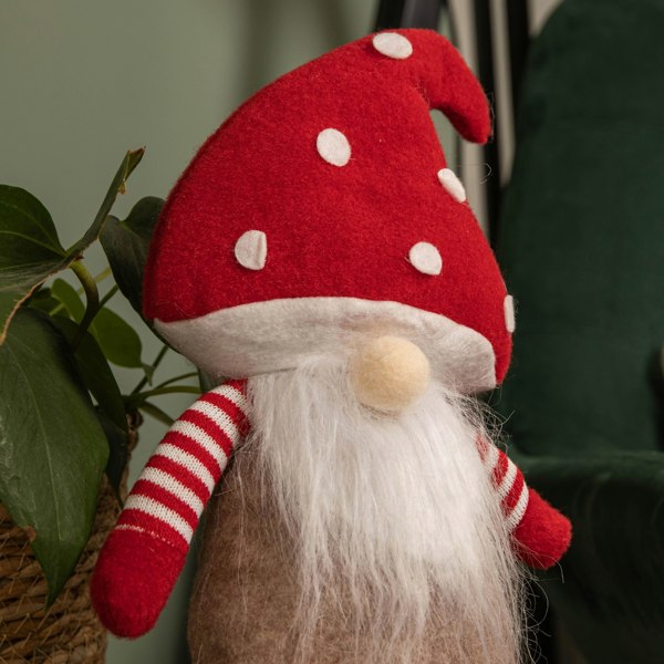 Samuel Alexander 53cm Red and White Sitting Gonk with Mushroom Hat and Dangly Legs