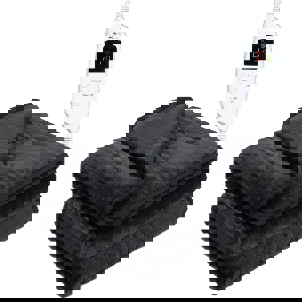 MONHOUSE Heated Electric Throw 9H Timer 9 Heat Setting Fleece Blanket