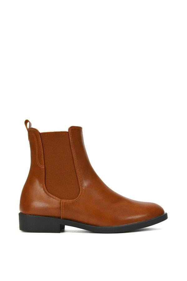 XY LONDON Chelsea Flatform Ankle Boots Pull On - Tan