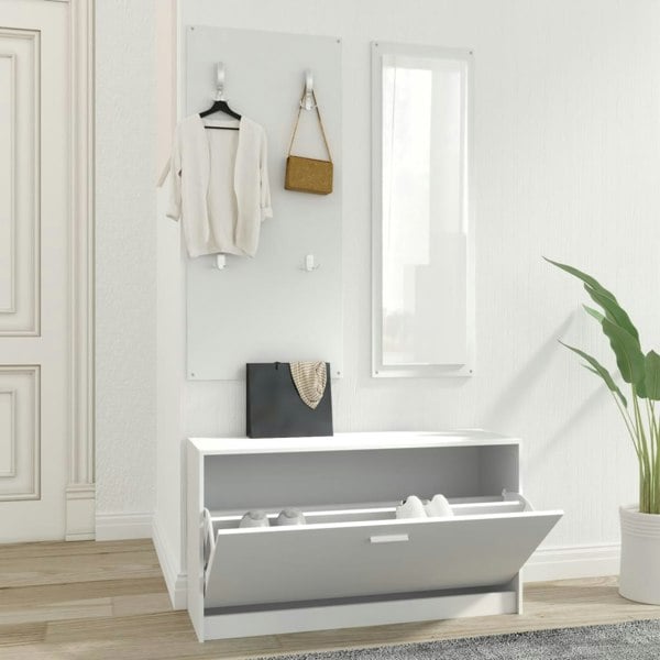 Berkfield 3-in-1 Shoe Cabinet Set White Engineered Wood