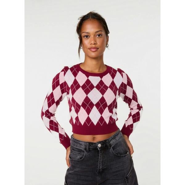 Pink Vanilla Argyle Diamond Check Jumper