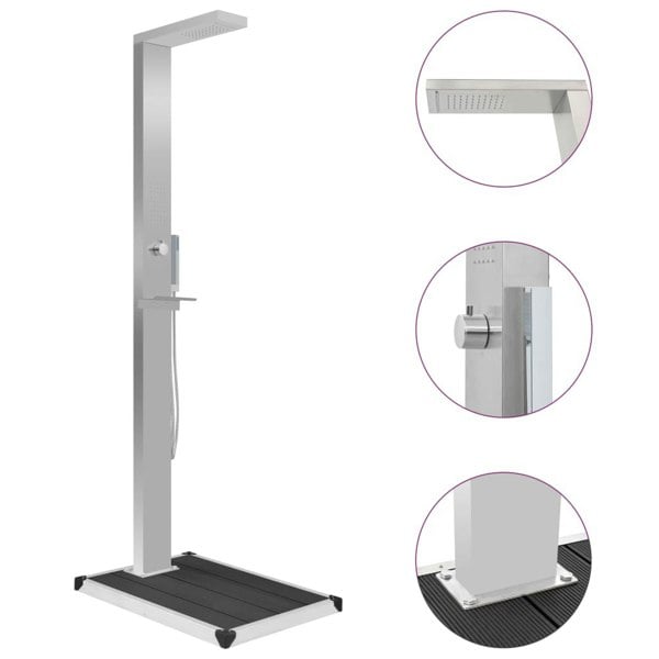 Berkfield Outdoor Shower with Tray WPC Stainless Steel