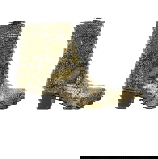 Club Cubano EMMANUEL Mens Snakeprint Leather Cuban Heel Boots Musgo