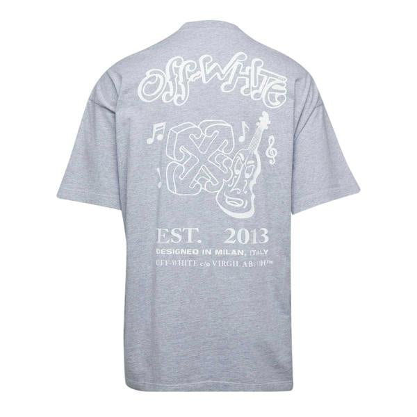 Off White Mens Hl_Music Graphic Print Regular T-Shirt - Grey/White - 