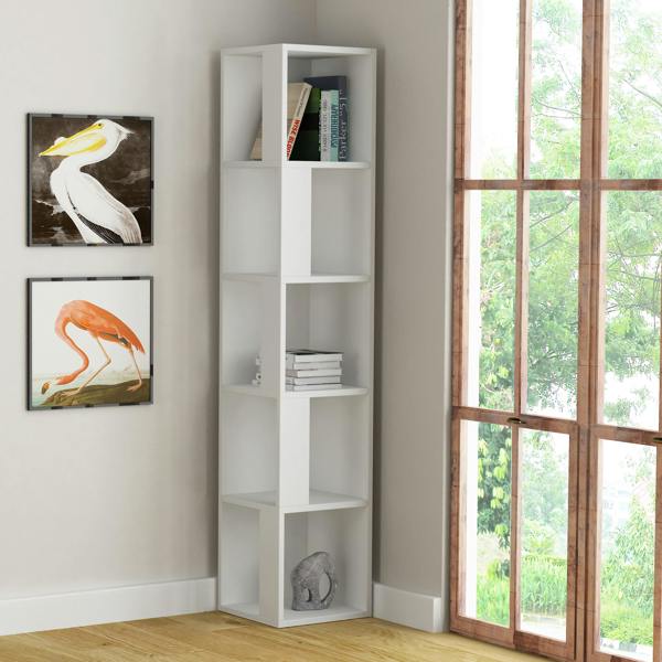 Decortie Piano Modern Corner Bookcase Tall Display Unit 158.9cm