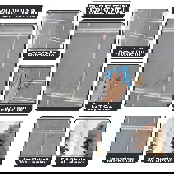 WALPLUS WT1902 - Grey Marble Stone Tile Sticker 6 x 12 inches / 15.4 x 30.5 cm  - 12pcs in a pack