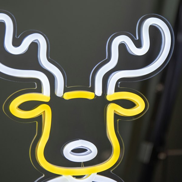 Samuel Alexander 25cm Light up Christmas Reindeer Face Table Top Neon Sign