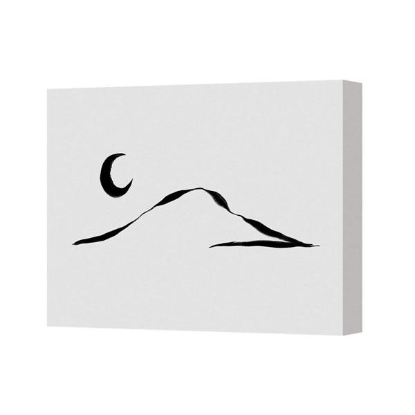 Benjamin Tate Design Minimalist Mountain Moon Canvas Art Print Black Ink On White