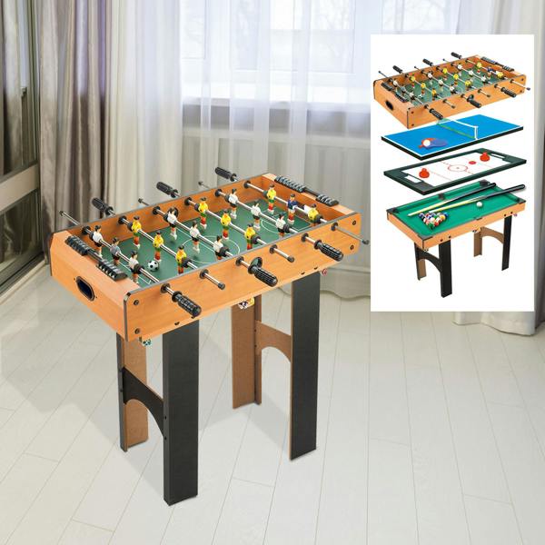 HOMCOM 4-In-1 Multi Games Table with Tennis Billiard Foosball Hockey 2 Types