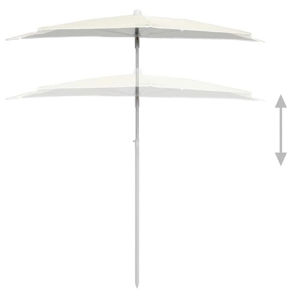 Berkfield Garden Half Parasol with Pole 180x90 cm Sand