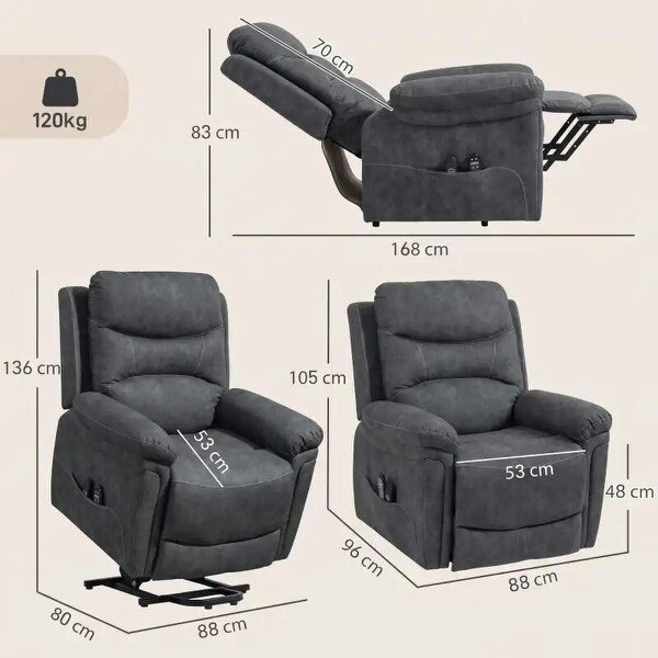 Riser Recliner Chair with Massage and Heat, Electric Lift Recliner Armchair for Elderly with Spring Cushion, Grey