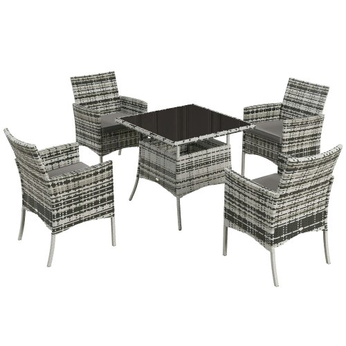 Wyld Haus Hayosa Yoka Rattan Grey 4 Seaeter Garden Dining Set With Cushions