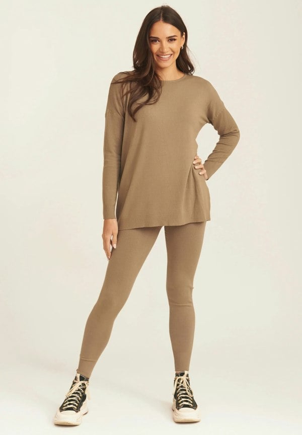 Gini London Mocha Soft Touch Leggings