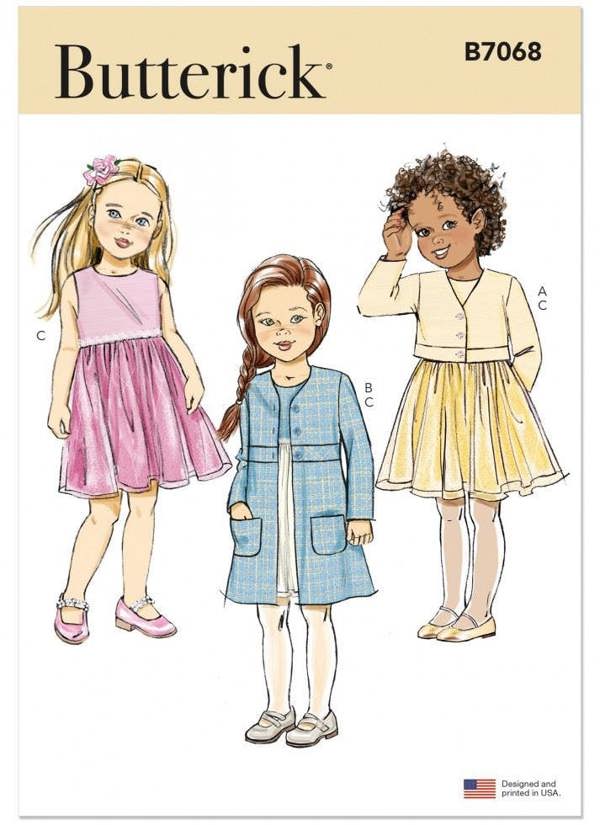 Butterick Sewing Pattern 7068, Jackets, Coats, Dresses for Kids, A (3-4-5-6-7-8) - Intermediate