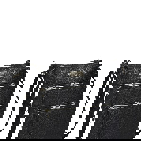 Assots London 'CORI' Black Pebble Grain Real Leather Crossbody Bag