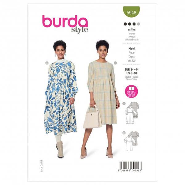 Burda Sewing Pattern 5948 Dresses For Women, 8-18 (34-44) - Intermediate