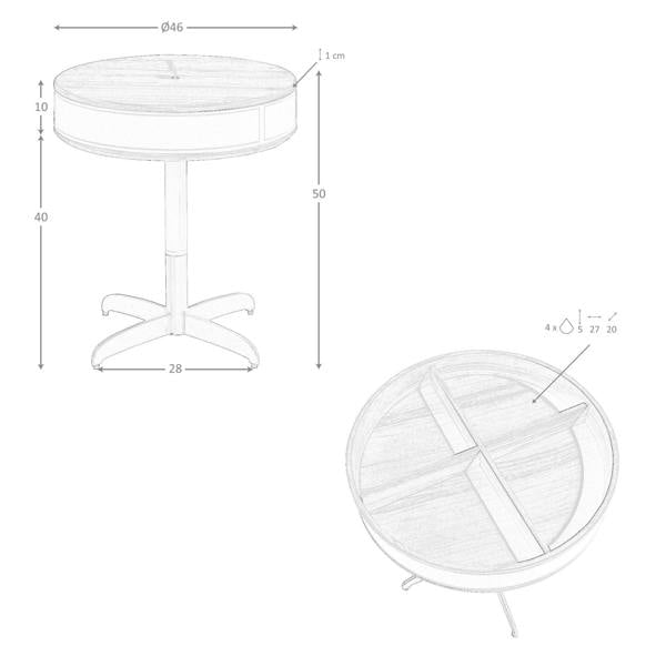 Angel Cerdá Round Corner Table in Leatherette, Walnut and Grey Steel 2156