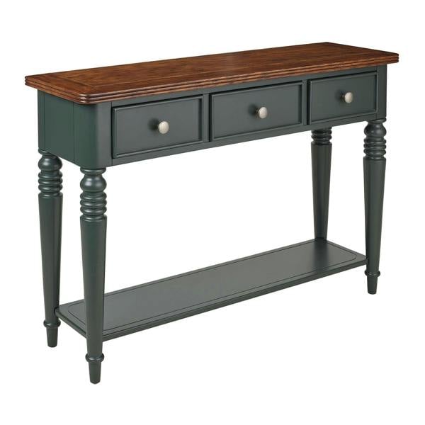 Statement Furniture Queensbury Console Table with Drawers, Shelf and Oak Top