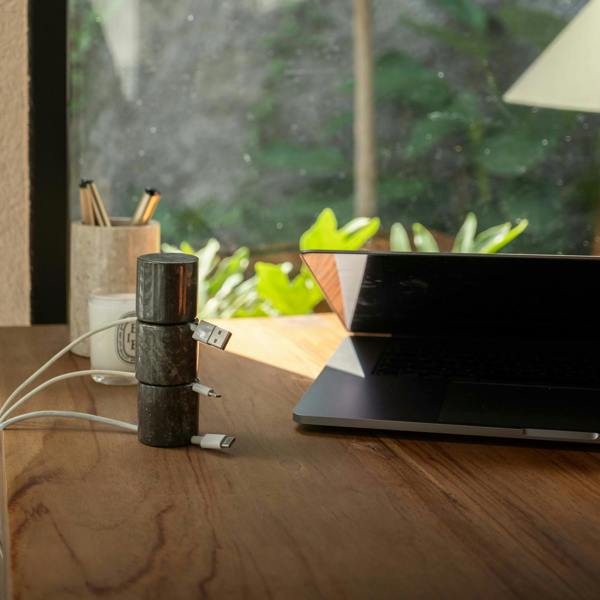 Marble cable pillar tower single desk cable holder genuine stone
